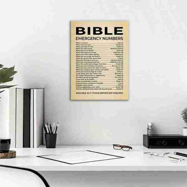 "Bible Emergency Numbers: Inspirational Canvas Print" 17 16