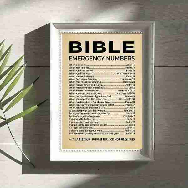 "Bible Emergency Numbers: Inspirational Canvas Print" 14 13
