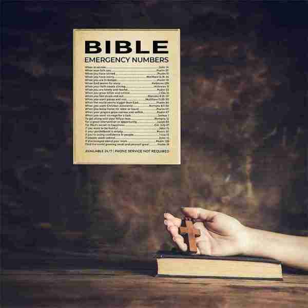 "Bible Emergency Numbers: Inspirational Canvas Print" 15 14