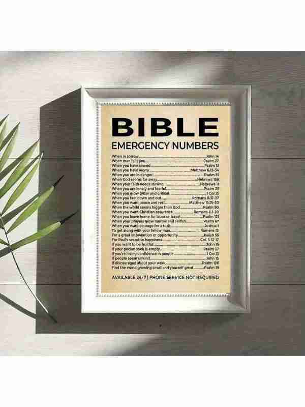 "Bible Emergency Numbers: Inspirational Canvas Print" 3 2