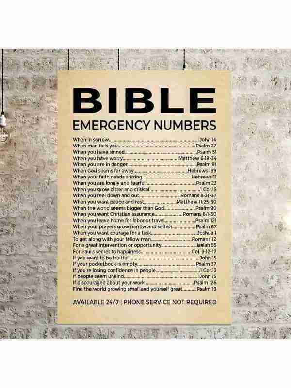 "Bible Emergency Numbers: Inspirational Canvas Print" 1 0|