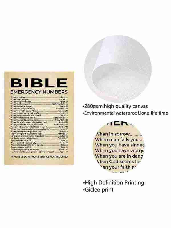"Bible Emergency Numbers: Inspirational Canvas Print" 6 5