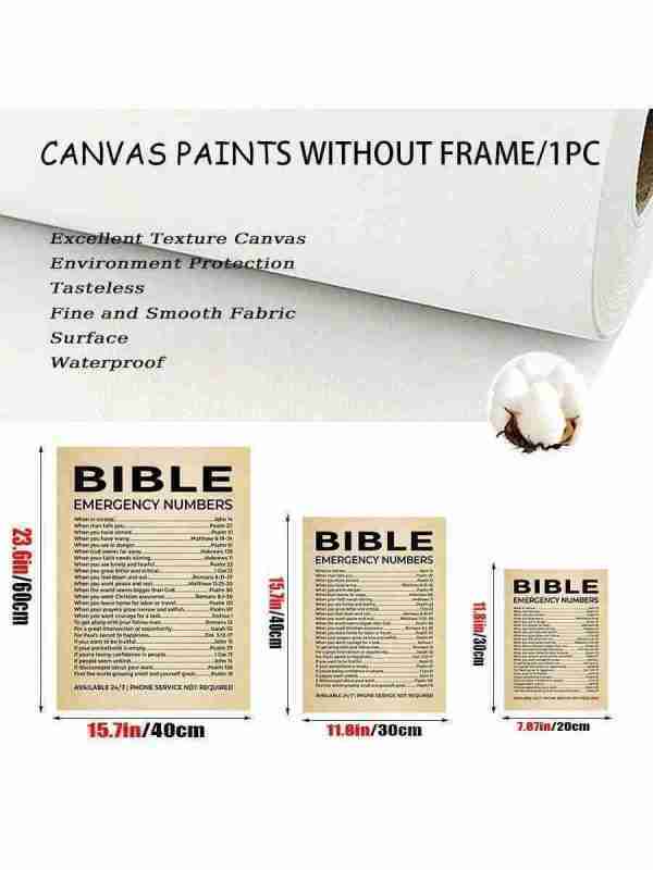 "Bible Emergency Numbers: Inspirational Canvas Print" 8 7